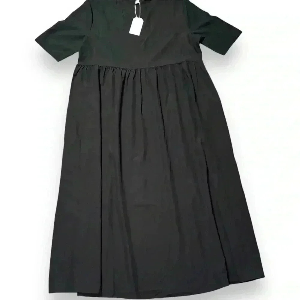 Made With Love NWT Midi/Maxi Large Black Scalloped V-neck Empire Waist Dress - Picture 8 of 16
